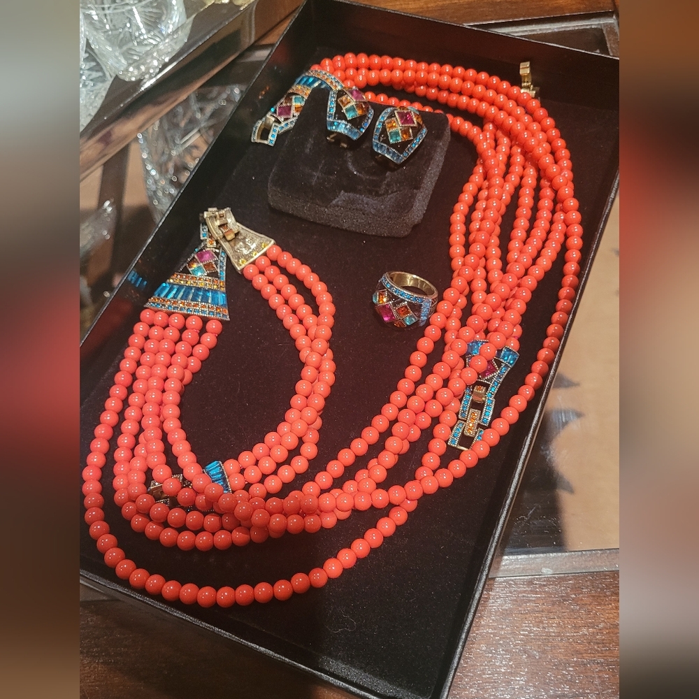 Heidi Daus Bright Coral DECO Master Clasp Complete Set